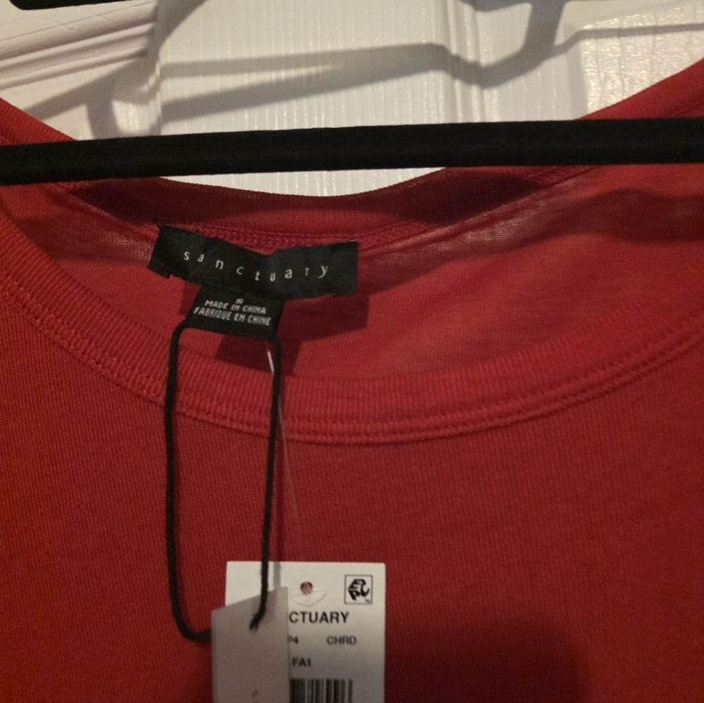 FLASH SALE- NWT-Sanctuary Women's Red Long Sleeve Scoop Neck Top - Picture 4 of 9